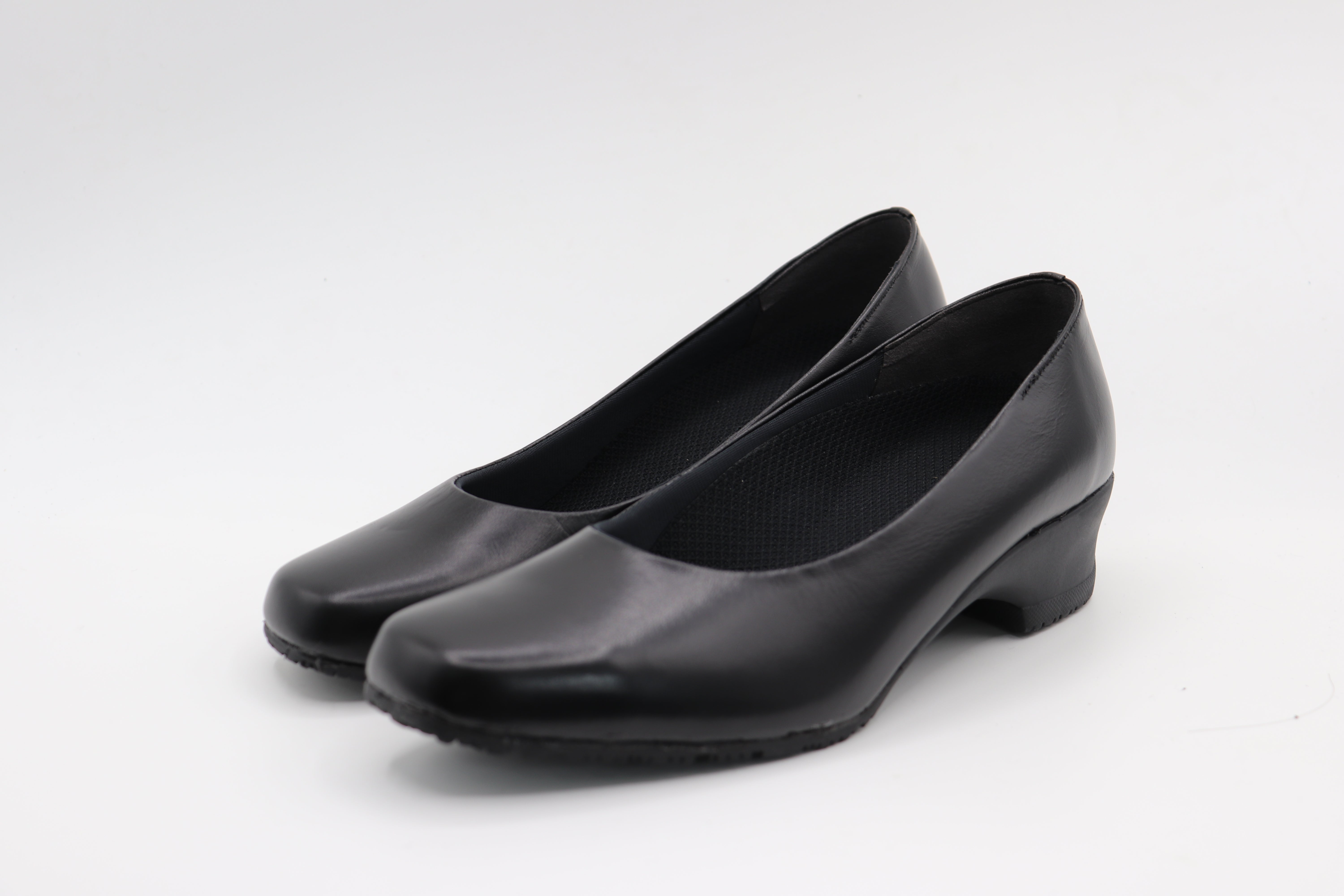 ブラック レザー 婦人靴 日本製 お出かけ 通勤 歩きやすい 4E 22.5cm 