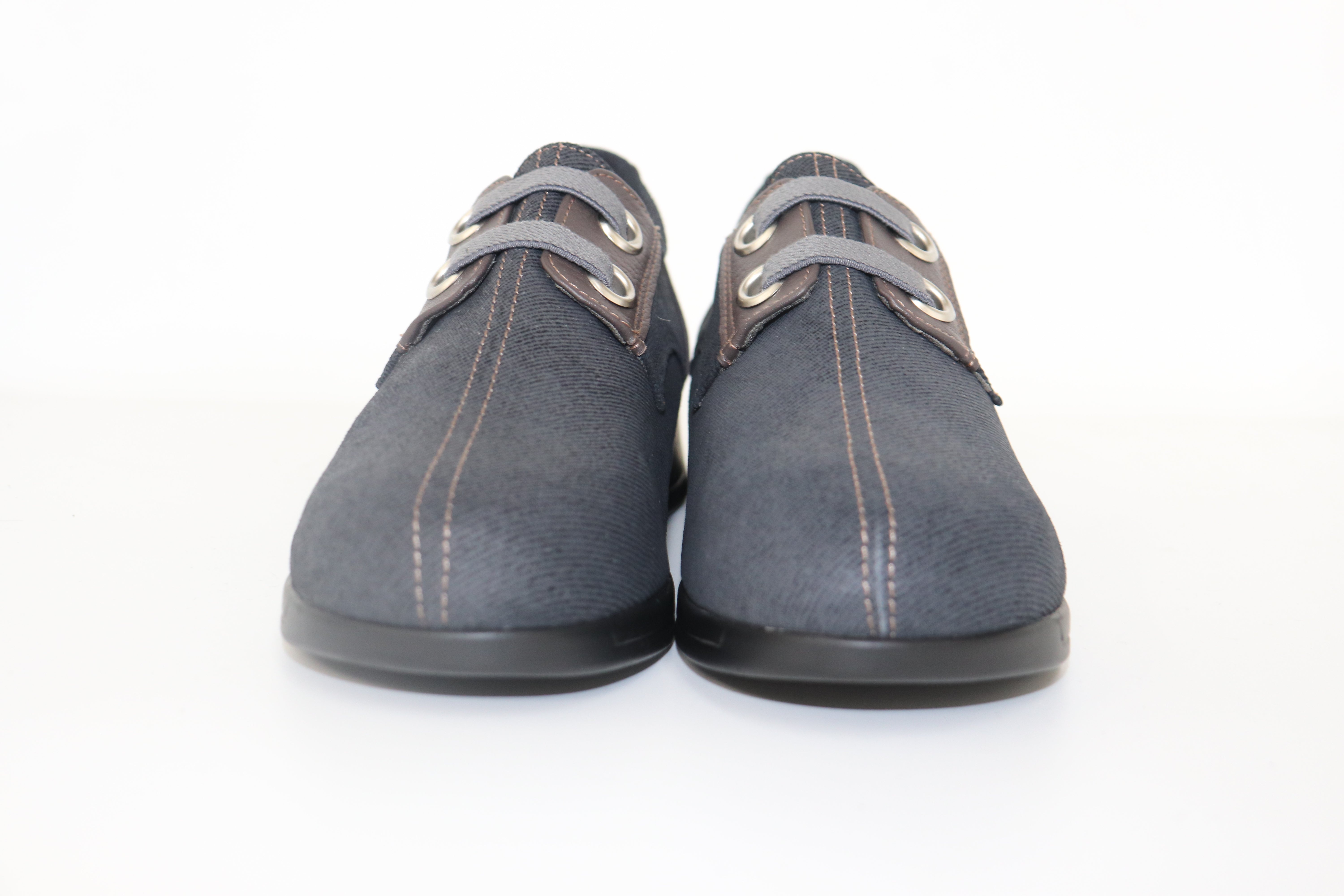 Denim style combination shoes Mrs. Wide genuine leather Made in 